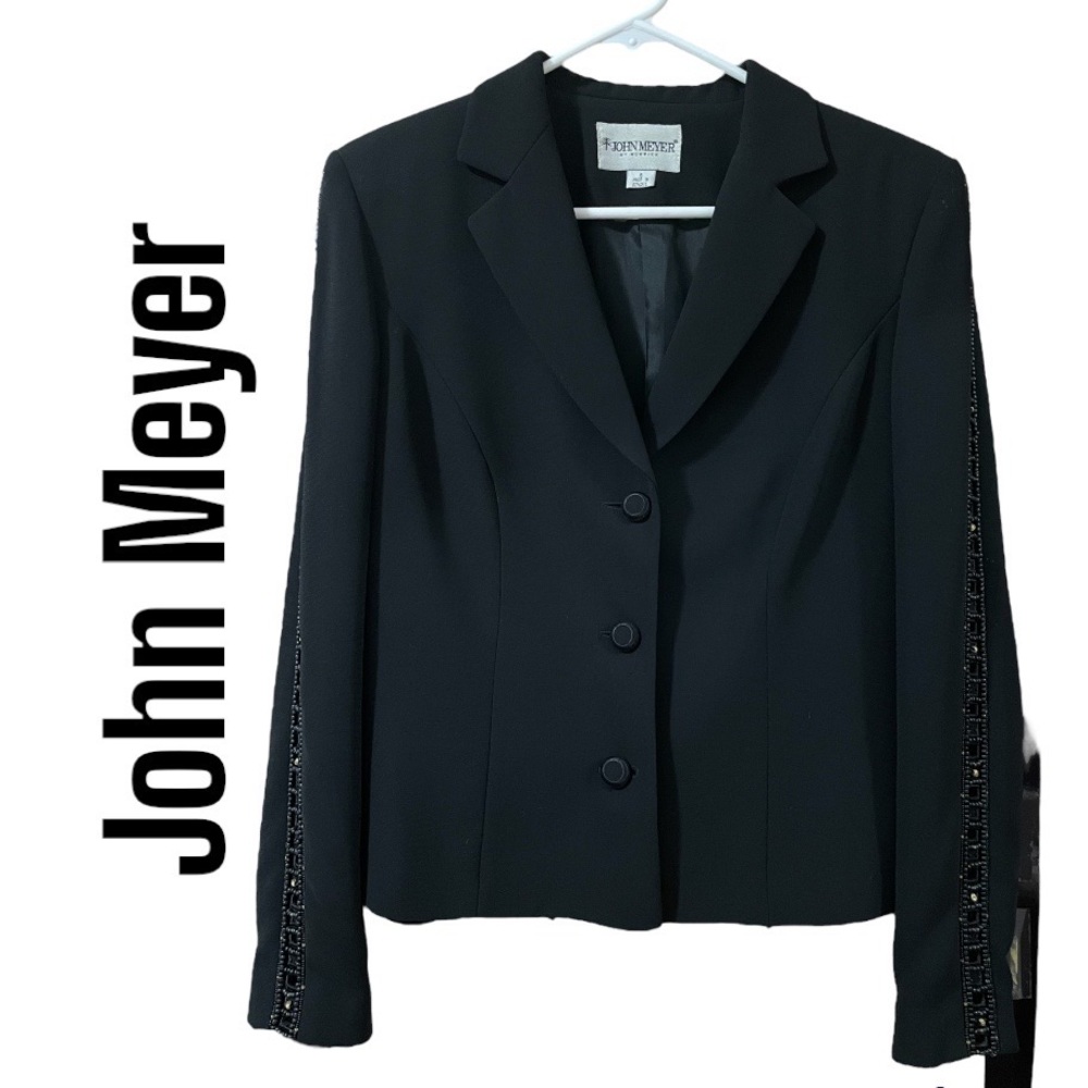 Beaded-Sleeves Blazer